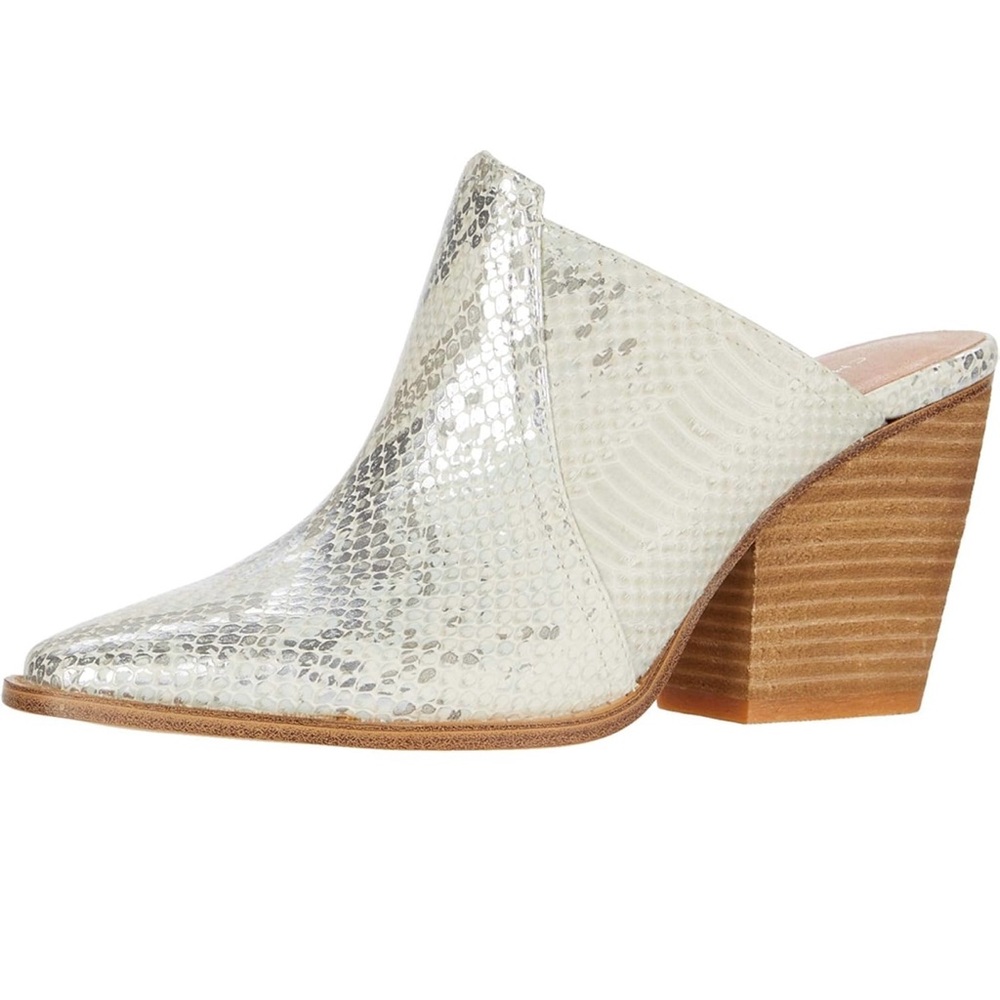 Women’s Silver Snakeskin Mules